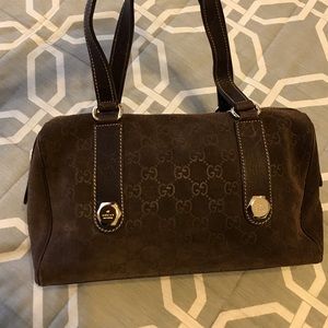 ✅SOLD✅ Gucci Guccissima Suede Leather Charm Boston Brown  Shoulder Handbag.